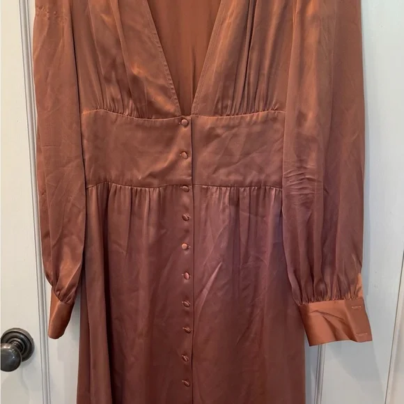 Reformation Satin Midi Dress in Rust - Picture 3 of 3